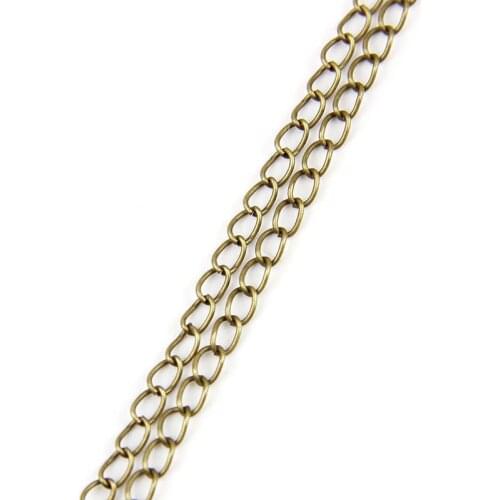 5m/lot 0.6x3x5mm Metal Iron Necklace Chains Antique Bronze Color Bulk Open Link Chains Lot For Diy Jewelry Making Findings