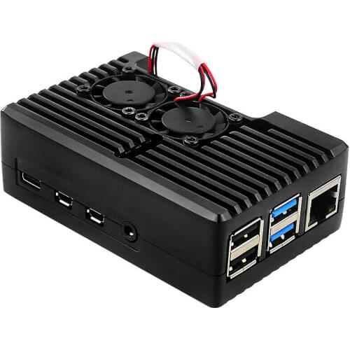 Aluminum Alloy Case with Dual Cooling Fan Metal Shell for Raspberry Pi 4 Model B