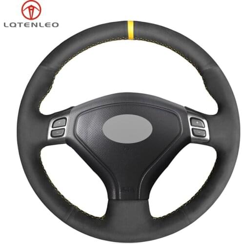 LQTENLEO Black Suede DIY Car Steering Wheel Cover For Subaru Forester 2004-2007 Outback 2004-2007 Legacy Impreza WRX 2003-2007