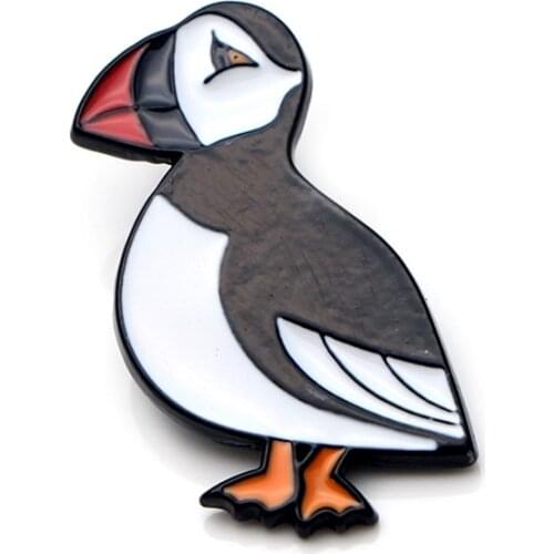DZ405 Cute Puffin Sea Bird Animal Enamel Pins Custom Brooches Lapel Badge Jewelry For Friends Kids Gift