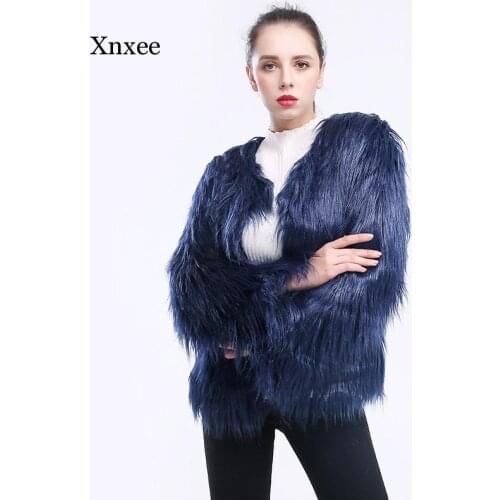 Elegant Furry Fur Coat Women Fluffy Warm Long Sleeve Female Outerwear Autumn Winter Coat Jacket Hairy Overcoat Clothing Outfits