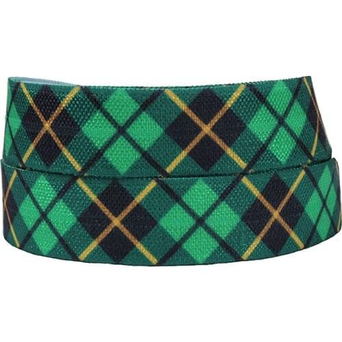 FLRA FOE Wholesale 15mm nylon plaid fold over elastic for Christmashair ribbon