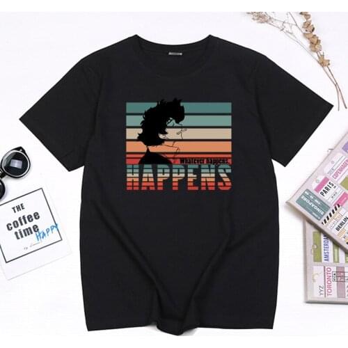 Stripe Shadow Spike Spiegel T-shirt Vintage Japan Anime Cowboy Bebop Reminiscence T Shirt Casual Cotton Man Clothes Camisetas