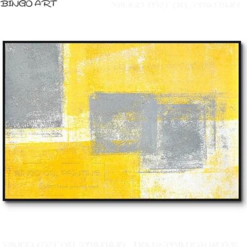 Artist Hand-painted High Quality Abstract Yellow Oil Painting Modern Style Fashion Colors Abstract Oil Painting for Wall Decor