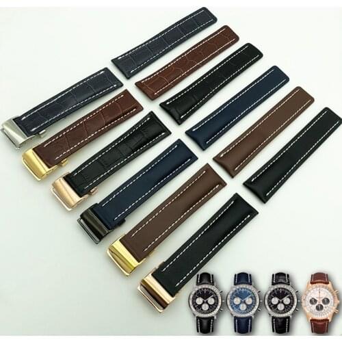 Leather Watchbands For Breitling SUPEROCEAN AVENGER NAVITIMER Watch Band Watch Accessories Genuine Leather Watch Bracelet Belt