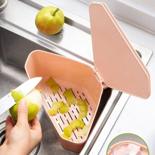 Kitchen Triangular Sink Strainer Drain Vegetable Fruit Drainer Basket Suction Cup Sponge Rack Storage ToolSink Filter Shelf new