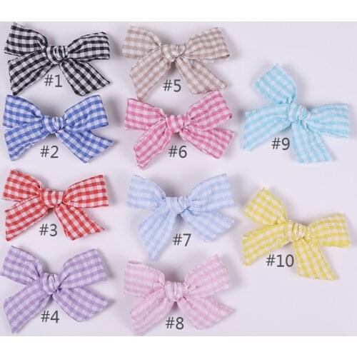 Summer Hair Clips For Baby Girls Plaid Hair Pin Cotton Linen Fabric Bow Children Barrette Kids Infant Princess Hair Accessories
