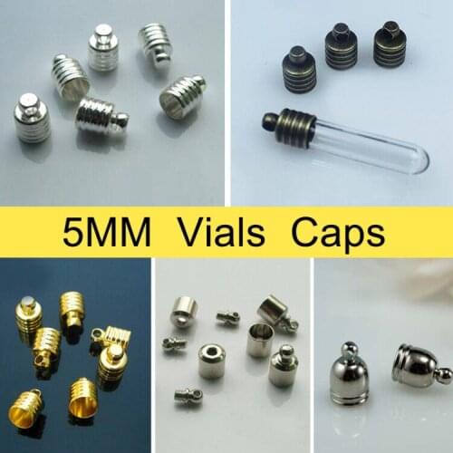 25PCS Metal beads cap fit for 5mm glass vial DIY jewelry findings accessories pendant connector