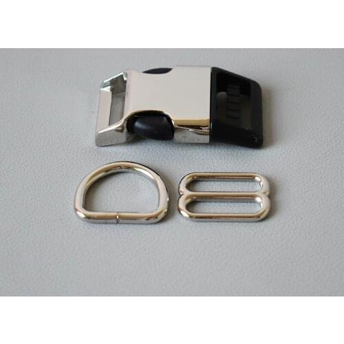 1 set 8 button 25mm Metal release buckles D rings sliders for cat dog collar adjustable buckles DIY sewing accessories