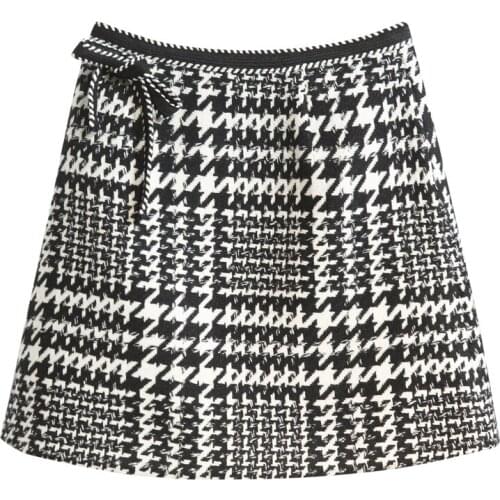 PERHAPS U Mini Skirt Vintage Zipper Sexy High Waist Lace Up Short Chic Elegant Winter S0091