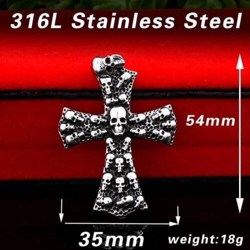 Beier new store 316L Titanium steel Cross Necklace Pendant Punk biker Skull Prom Mens Retro Pendant LLBP8-369R