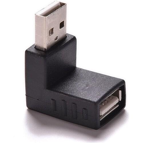 New Black 1Pcs 90 Degree USB 2.0 A Male To Female Right Angled Adapter USB 2.0 Connector For Laptop PC Computer