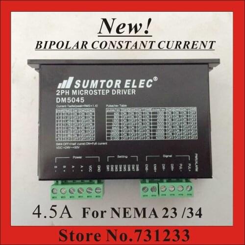 New! CNC NEMA 17 23 34 Stepper Motor Driver DM5045 1.0-4.5A DC24-50V 256 Subdivison PWM Constant Current Driver