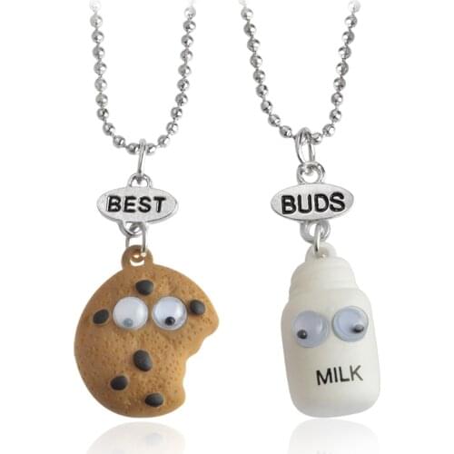 2pcs/set Best Friends Chocolate Milk Cookie Biscuit Pendant Necklace For Women Men Friend Fashion Chian Friendship Jewelry Gifts