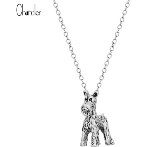 Antique 3D Realistic Schnauzer Charm Necklace Unisex Dog Animal Big Chain Infinity Zinic Alloy Classic Dainty Boho Brand Jewelry