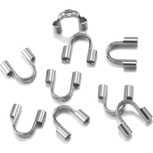 30pcs Stainless Steel Wire Protectors Wire Guard Guardian Protectors loops U Shape Clasps Connector For Jewelry Making Supplies