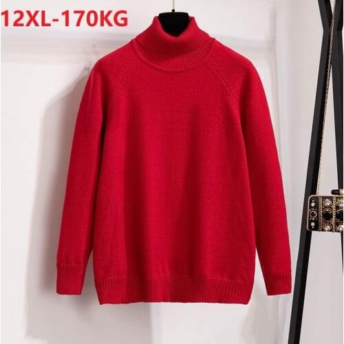 High quality winter women turtleneck Sweater underwear plus size 8XL 12XL 10XL Female big size loose red Sweater 150KG 58 60 64