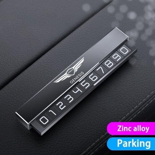 Hidden Car Temporary Parking Card Metal Alloy Texture Auto Phone Number Card Plate For Hyundai Genesis Coupe G80 G70 G90 GV70 80