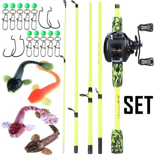 Sougayilang 1.7m Fishing Rod Reel Combos Casting Fishing Pole 5 Sections with 13bb Baitcasting Reel Portable Travel Fishing
