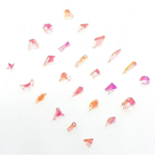 20PCs Aurora 3D Glass Glitter Crystal Flatback Rhinestone Gems Stone Nail Art Decorations DIY Charm Accessory Diamond Clothing