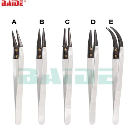 High QUality Antistatic Black Ceramic Tweezers Removable Tips Bent Weezer for Electronic Cigarette Resistance Wire DIY Tool