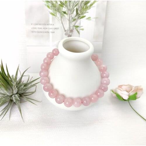 High Quality Madagascar Natural Rose Quartz Bead Bracelet Women Girls Fashion Stone Handmade Strength Fashion Bracelet Gift ZA