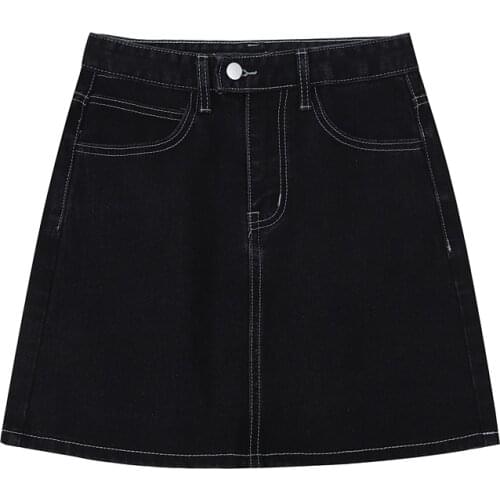 Teal Female Sexy Denim Miniskirt Summer 2021 Fashion Black Dresses Original Chrysanthemum Cotton Jeans Skirt