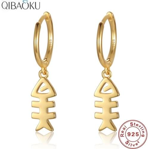 S925 Sterling SIlver Earrings Mini Fish Bone Gold Hoop Earrings For Women Cute Butterfly Horse Animal Circle Earrings