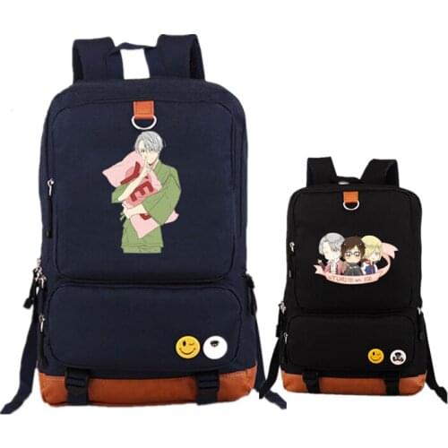 Harajuku Anime YURI on ICE Color Printing Women Backpack Canvas Military Backpack Student Laptop Bags School Rucksacks for Girls