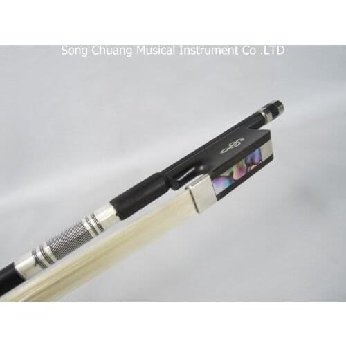 1pcs Advanced black Carbon fiber Cello bow 4/4, ebony frog inlaid high note