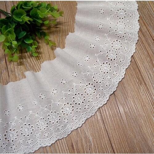 2 Yards High Quality Ivory Cotton Cloth Lace Fabric Embroidered Lace Accessories 12cm Width