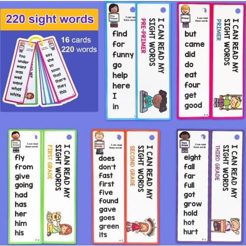 220 Dolch Sight Words English FlashCards Toddler for Kids Learning Flash Cards Toys Kit Pre K To 3rd Grade Classroom Supplies
