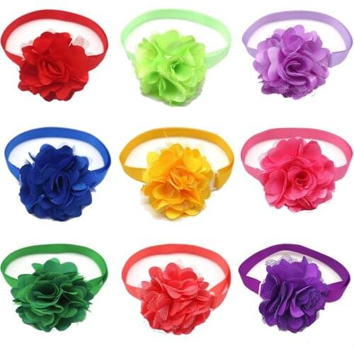 30pcs Small Dog Bow Ties Lace Ribbon bowties Adjustable Chiffon Neckties Collar Pet Puppy Dog Ties Accessories Grooming Supplies