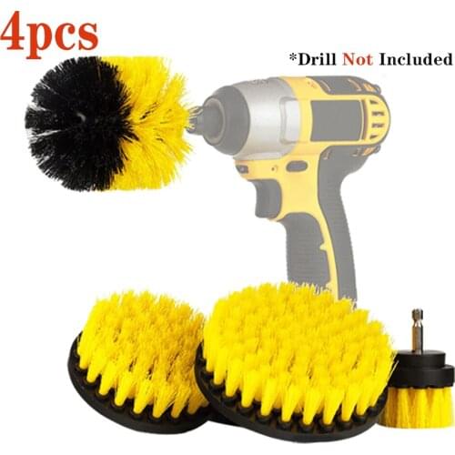 4 PCS Electric Drill Brush Kit Plastic Round Cleaning Brush For Carpet Glass Car Tires Nylon Brushes 2/3.5/4/5
