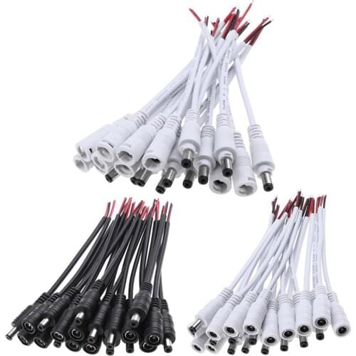 5 Sets 5.5x2.1 DC 12/24V Male+Female Plug Cable Wire Connector for LED Strip Light Ceiling Light DC led Strip Light Connectors