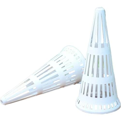 5pcs Hydroponic Basket Cone Plant Grow Basket Cone Hollow White Plastic Basket For Hydroponic Growing System Home Garden