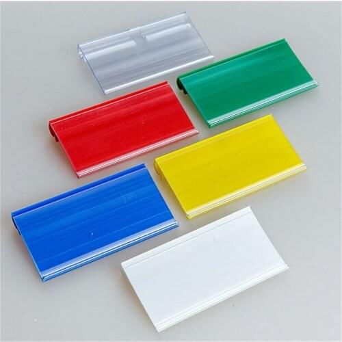 80x42mm White PVC Plastic Price Tag Sign Label Display Holder Thickening Type For Supermarket Shelf Hook Rack 50pcs