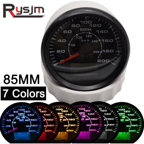 7 Colors 85MM GPS Speedometer Gauge + sensor 200MPH 300 km/h motorcycle speedometer waterproof marine boat ATV 12V 24V