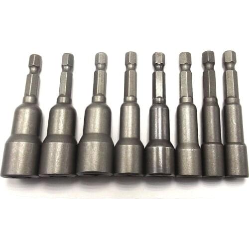 8pc 6-13mm Hex Socket Strong Magnetic Nut Driver Set Drill Bit Adapter 1/4" Shank Impact Magnetic Nut Setter Driver Bit Adapter