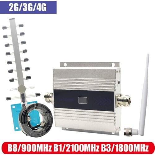 4G Signal Booster Repeater 2G 3G 4G Mobile Cellular Amplifier LTE GSM 900/2100/1800mhz Cell Phone Signal Amplifier Band 1/3/8
