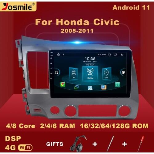 4GB 2 din Android 11 Car Radio Multimedia Player For Honda Civic 8 2005-2011 Navigation GPS Stereo AI Voice Control Carplay DSP