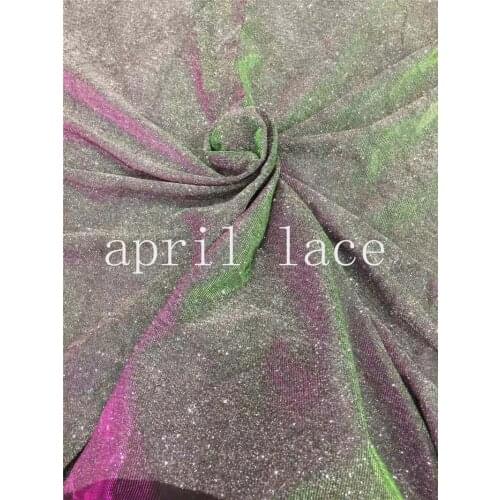 Free ship 5 yards/bag AA1536 # green mix pink silver sexy pattern glued glitter hand print tulle net mesh fabric for wedding