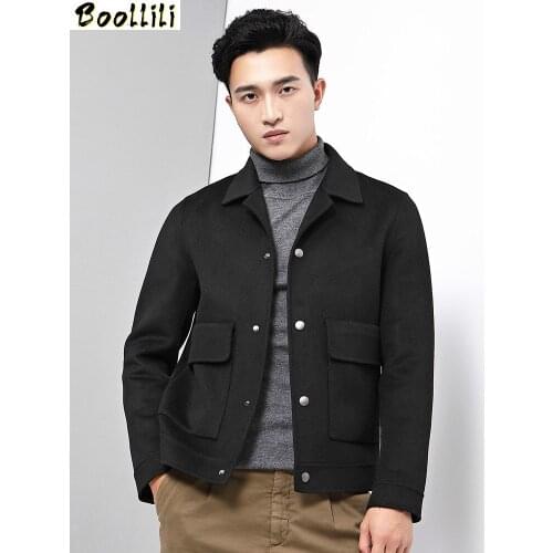 Boollili Double-sided Wool Coat Men Short Casual Jacket Mens Overcoat Spring Slim Fit Coats Casaco Masculino