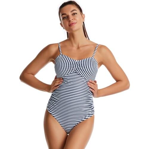 Maternity One Piece Swimsuit Women Sexy One Piece Bikini Push-up Padded Striped Swimwear Swimsuit Beachwear Купальник #l