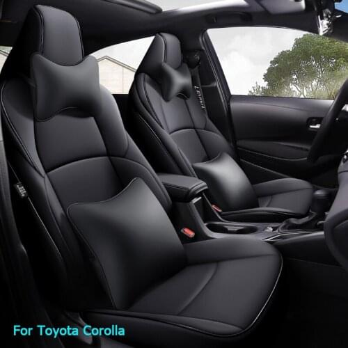 Custom Car Seat Covers Full Set with Waterproof Leather Styling for Toyota Select Corolla U.S. Edition 2019 2020 2021(Black/red)