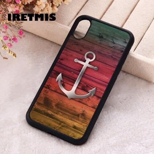 Iretmis 5 5S SE 2020 phone cover cases for iphone 6 6S 7 8 Plus X Xs Max XR 11 12 MINI Pro Silicone Colorful pattern with anchor