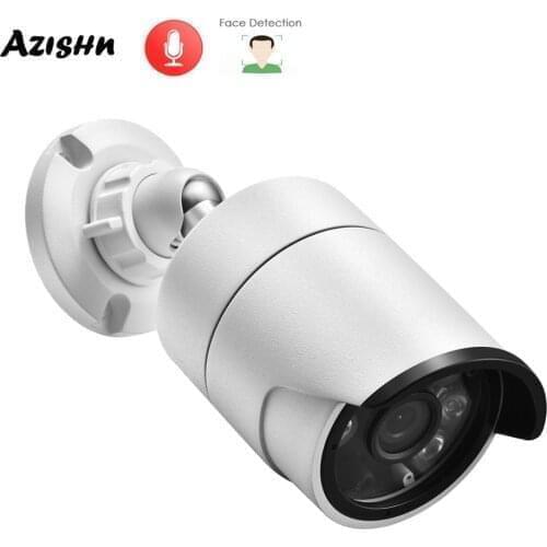AZISHN H.265+ 5MP SONY IMX335 Security Audio IP Camera Metal IP66 Outdoor POE DC CCTV Cam P2P Face Detection Z201615W5M-SN