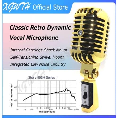 Gold Metal 55SH II Cardioid Dynamic Microphone Vocal Classical Vintage Style Karaoke Stage Mic Musical Instruments 55SH Series
