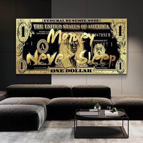 Canvas Painting Gold Wall Art Picture Dollars Canvas HD Room Decor Money Art Posters And Prints Cuadros Decoraci N Dormitorio