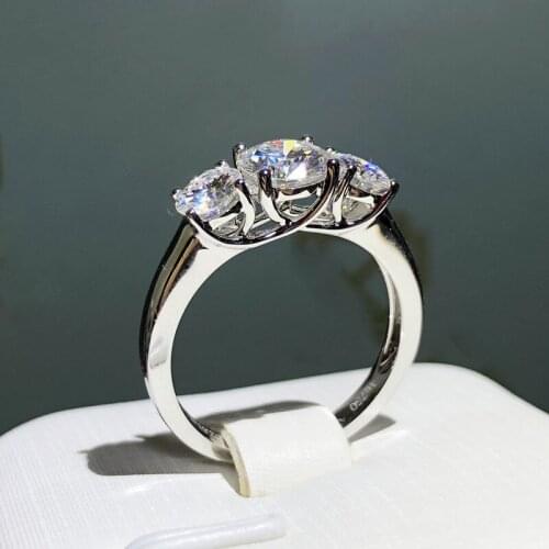 Vintage Three stone Lab Diamond Ring 925 sterling silver Engagement Wedding band Rings for Women Bridal Jewelry Party Gift